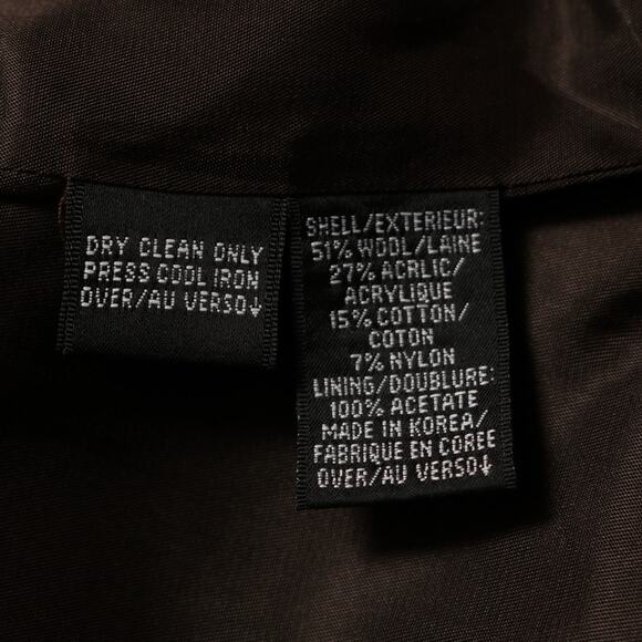 Ellen Tracy Wool Blend Brown Blue Tweed Double Breasted Blazer Jacket Size 6 - Picture 8 of 9